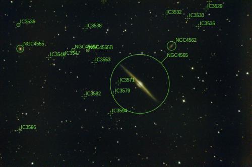 Galaxie de l'aiguille annotée